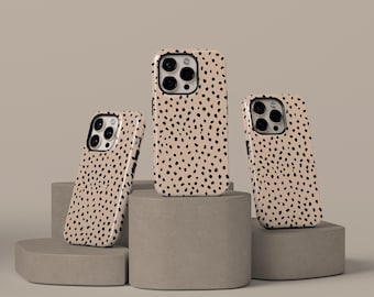 Custodia per telefono con stampa leopardata e maculata di ghepardo, stile preppy neutro, per iPhone 17 16 15 14 13 12 11 Pro Max, Samsung S26 S25 S24 S23 S22 S21 Ultra