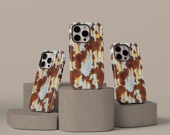 Rustic Rusted Metal Texture Design Tough Phone Case For iPhone 17 16 15 14 13 Pro Max, Samsung S25 S24 Ultra, Industrial Style, Metal Like