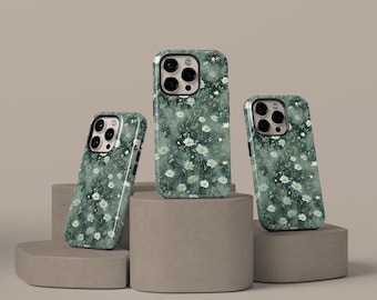 Telefoonhoesje groene bloem, telefoonhoesjes bloemen girly, telefoonhoes Wildflower Meadow voor iPhone 17 16 15 14 13 12 11 Pro Max, Samsung S25 S24