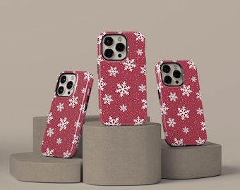 Winter Christmas Snowflake Phone Case, iPhone 17 16 15 14 13 12 11 Pro Max, Samsung S26 S25 S24, Cute Festive Xmas Gift, Cozy Aesthetic Case