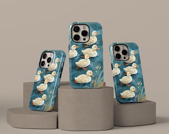 Cute Ducks Phone Case, Whimsical Duck Pond Phone Cases, iPhone 17 16 15 14 13 12 Pro Max, Samsung Galaxy S25 S24 S23 Ultra, Cottagecore Gift