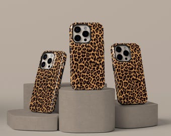 Leopard Print Phone Case, Classic, Chic Brown Animal Print Tough Cover for iPhone 17 16 15 14 13 12 11 Pro Max, Samsung S25 S24 S23 Ultra