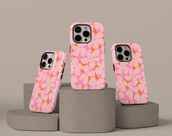 Groovy Blumen Blumenmuster Coole Handyhülle, Girly Retro Y2K Handyhüllen, iPhone 17 16 15 14 13 12 Pro Max, Samsung S25 S24, Geschenk für Sie