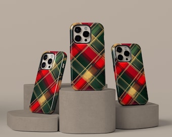 Fall Plaid Phone Case in Muted Neutral Colors - Winter Phone Case - iPhone 17 16 15 14 13 12 Pro Max, Samsung S25 S24 S23 S22 Ultra MagSafe