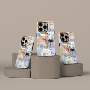 Funda para teléfono con collage de verano tropical, estética costera, para iPhone 16, 15, 14, 13, 12 y 11 Pro Max, Samsung Galaxy S25, S24, S23, S22 y S21 Ultra
