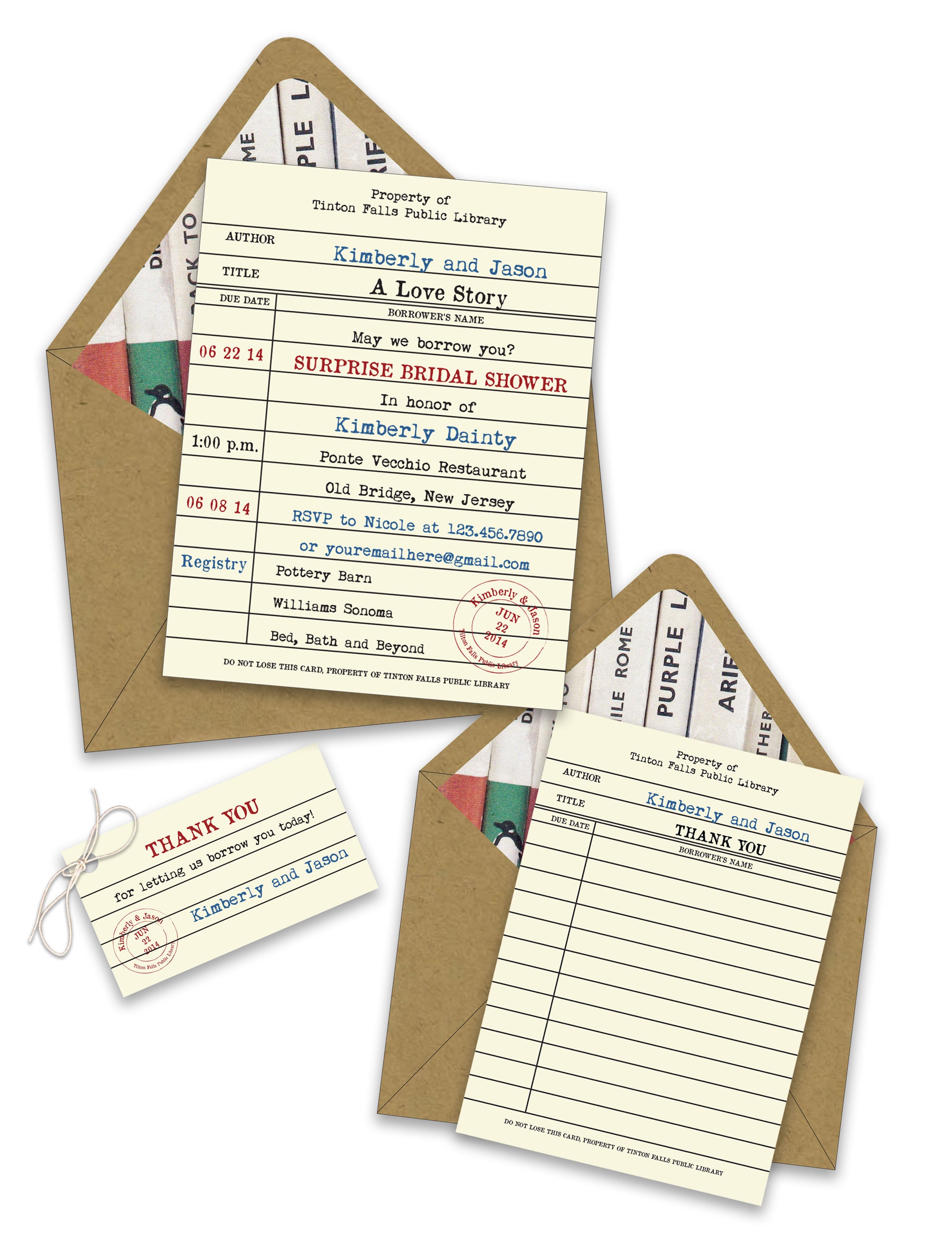 BOX OF 12 Library Card Thank You Notes Etsy