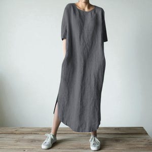 Boho Linen Summer Dress: Loose Fit Cotton Tunic, Plus Size Available