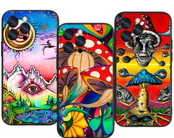 Psychedelic Trippy Neon Dreams Custom Protective Phone Case ~ Fits iPhone, Samsung & More