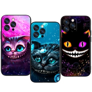 Alice in Wonderland | Mischievous Cheshire Cat Fantasy Art Trendy Protective Phone Case ~ Fits iPhone, Samsung & More