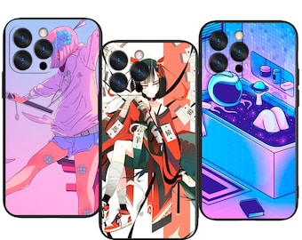 Vaporwave Anime City Dreams Custom Protective Phone Case ~ Fits iPhone, Samsung & More