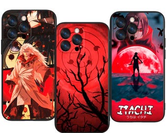 Anime Silent Ninja Rising Beneath Crimson Moonlight Protective Phone Case ~ Fits iPhone, Samsung & More