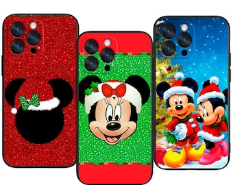 Minnie and Mickey Christmas | Disney Couple in Holiday Cartoon Style Trendy Protective Phone Case ~ Fits iPhone, Samsung & More