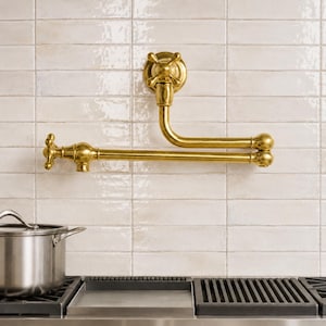 Unlacquered Brass Wall-Mount Swing Arm Folding Pot Filler Faucet