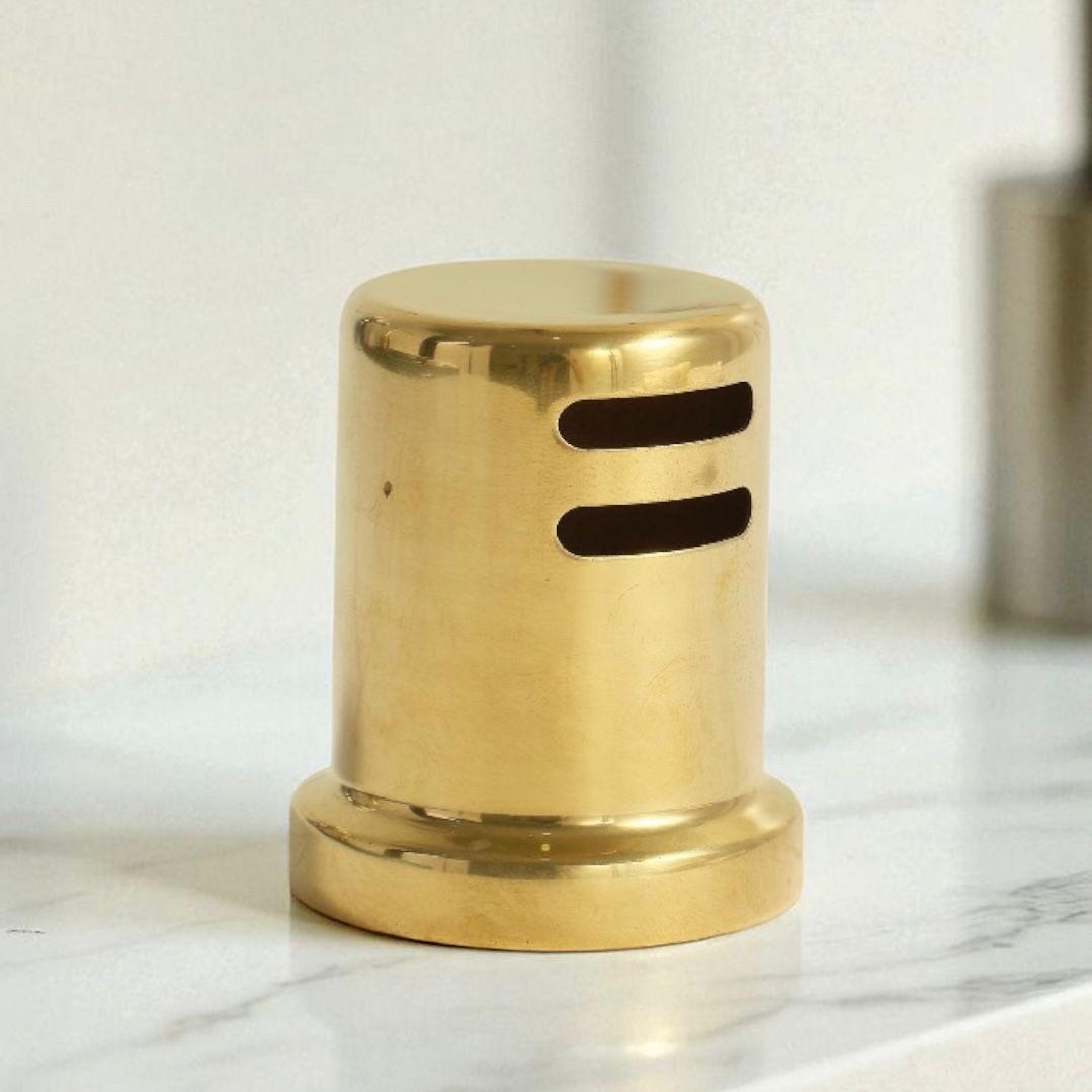 Dishwasher Air Gap Kit With Gold Cover & Escutcheon – Solid Brass Cap, Universal Fit To Prevent Backflow