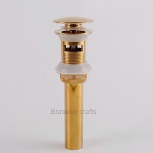 Push-Up Sink Drain – With Overflow | Unlacquered Brass