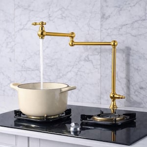 Deck-Mounted Pot Filler Faucet – Unlacquered Brass