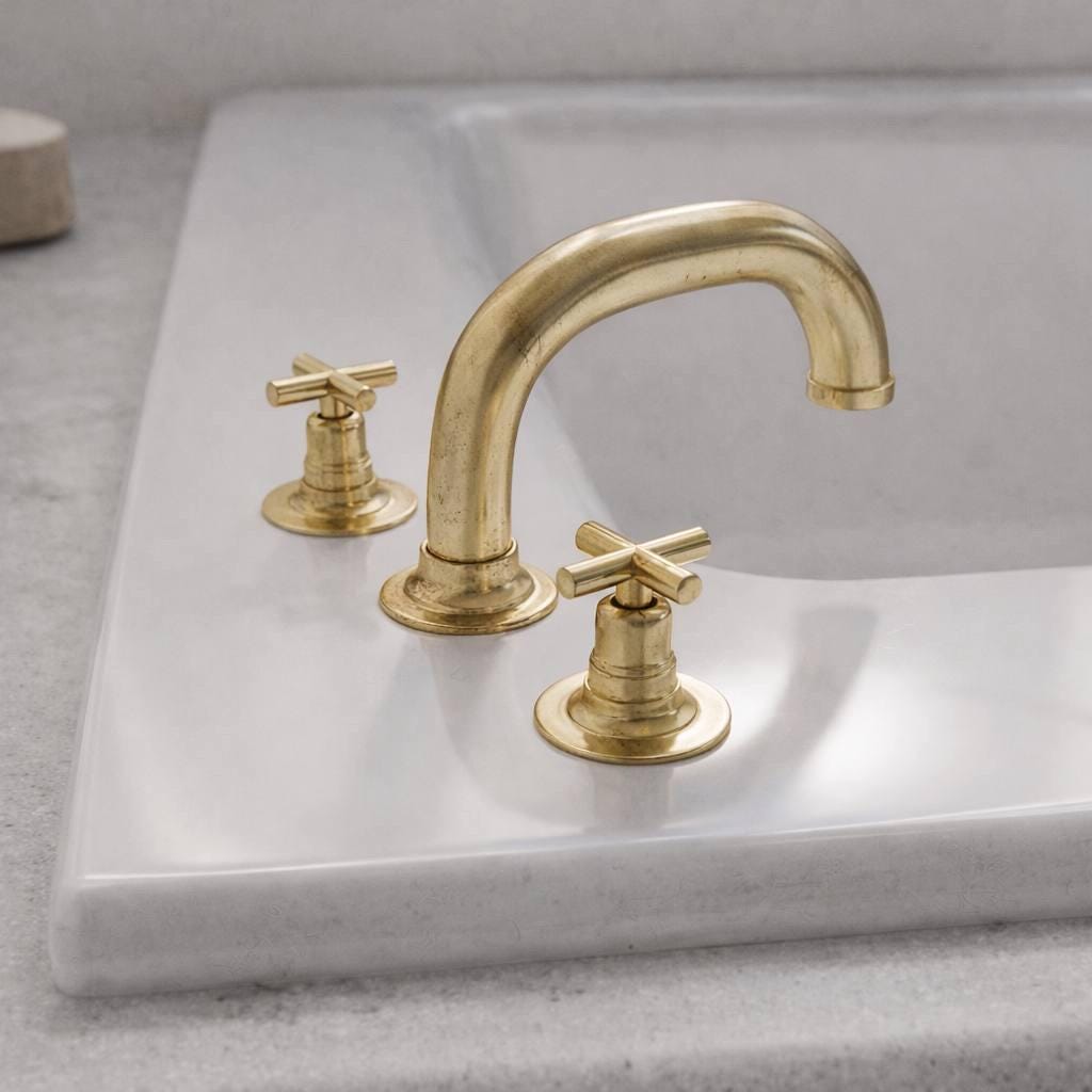 Rubinetto per vasca da bagno romano a 3 fori Tampa – Ottone massiccio non laccato