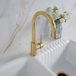Unlacquered Brass Single Handle Bar Faucet, 1 Hole Deck Mount Vessel Faucet