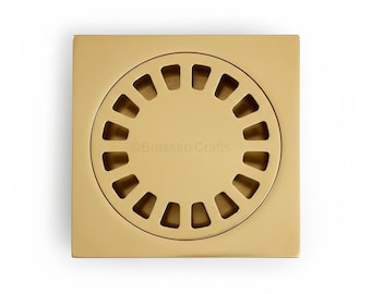 Unlacquered Brass 4-Inch Square Shower Floor Drain