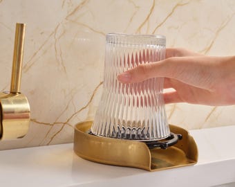 Unlacquered Brass Glass Rinser, Cup Washer for Kitchen