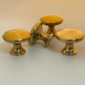 Unlacquered Brass Cabinet Knob, Antique Brass Knobs, Vintage Round Brass Knob for Cabinets and Drawers, Premium Cabinet Hardware