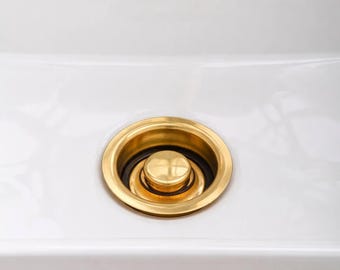 Standard Garbage Disposal Flange & Stopper – Unlacquered Brass