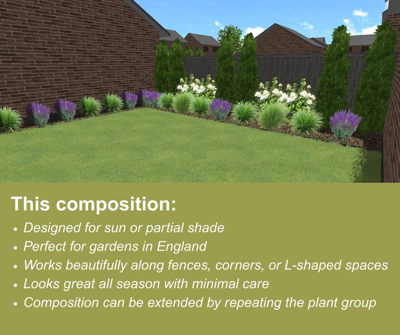 Small Garden Plan – Planting Design Idea – Ornamental Layout – Fence ...