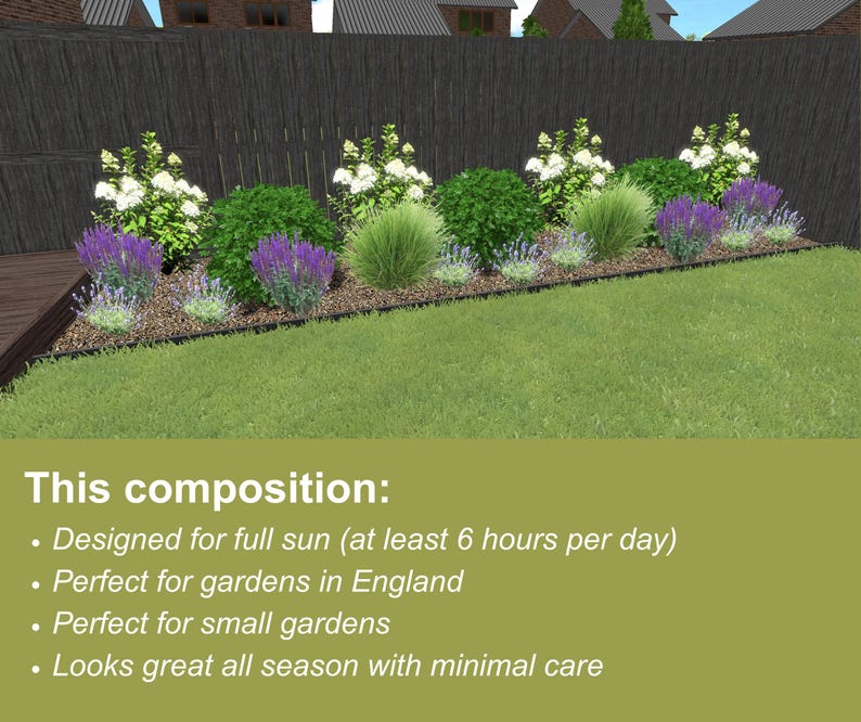Small Garden Plan – Planting Design Idea – Ornamental Layout – Fence ...