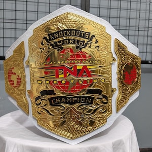 New TNA Knockouts World Heavyweight Championship Replica Belt – Wrestling Fan Collectible, Gold Plated, White Strap