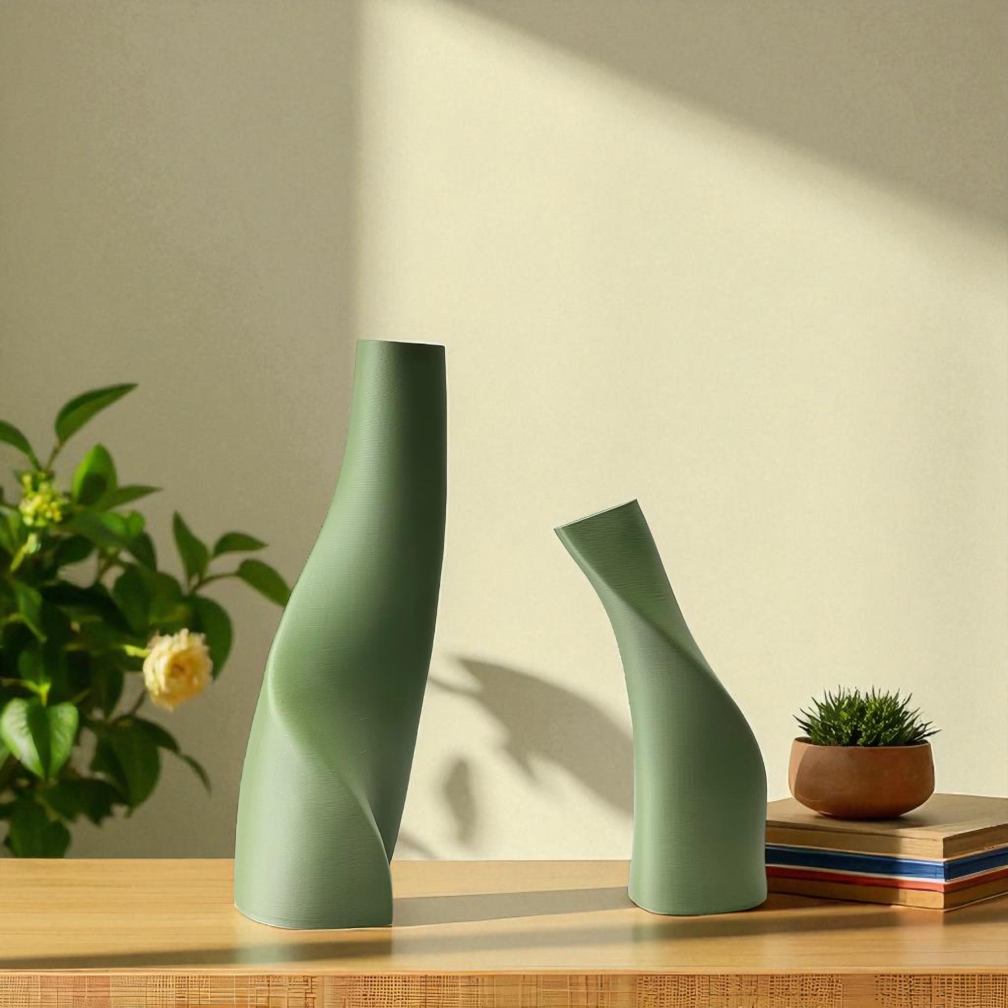 抽象的なダブル花瓶セット：モダンなセラミックホームデコレーション