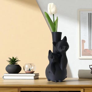 Cat Shaped Hydroponic Vase – Indoor Flower Holder for Desk, Garden, Office, Cute Animal Planter for Christmas or Valentine Gift