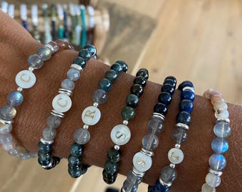 6mm Initial Gemstone Bracelets