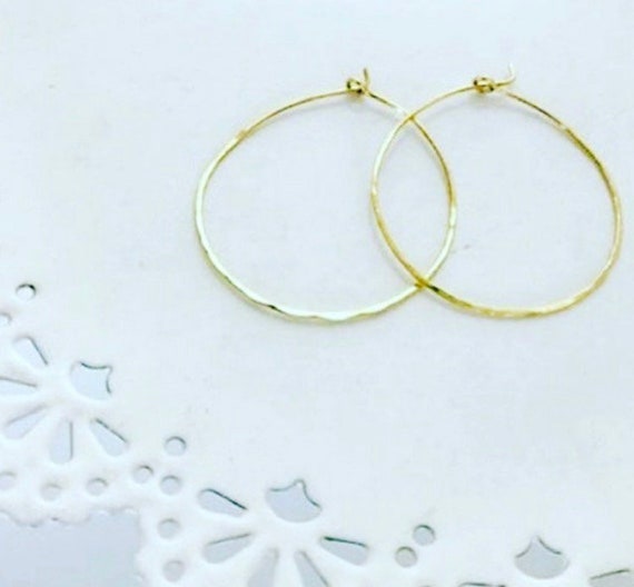 Gold Hammered Hoop Earrings