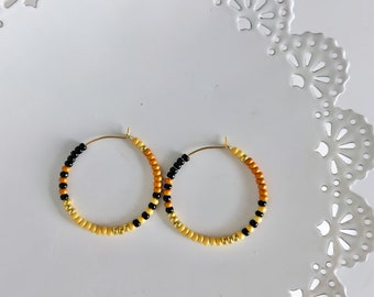 Neutral Vibes Beaded Hoop Earrings