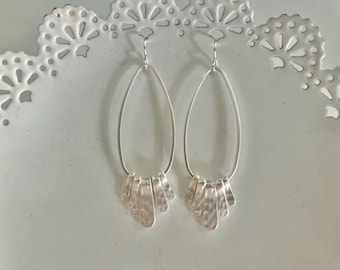 Handmade Boho Hammered Teardrop Earrings, Silver Statement Earrings, Matte Silver Earrings, Statement Earrings, GIft for Her