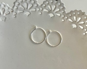 Small Silver Hoops, Tiny Silver Hoop Earrings, Minimalist Hoop Earrings, Hoop Earrings, Sterling Silver Jewelry, Silver Hoop Earrings