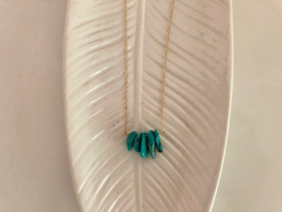 Turquoise Chunk Row Necklace