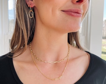 Gold Paperclip Hoop Earrings