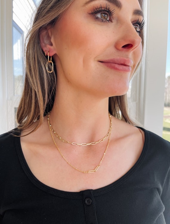 Gold Paperclip Hoop Earrings