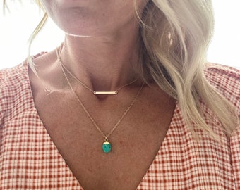 Tiny Turquoise Gold Necklace