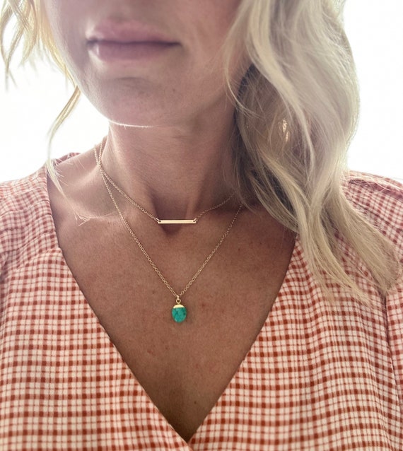 Tiny Turquoise Gold Necklace