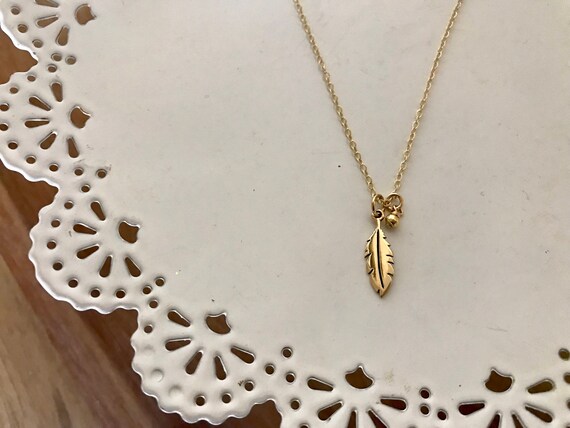 Gold Feather Necklac