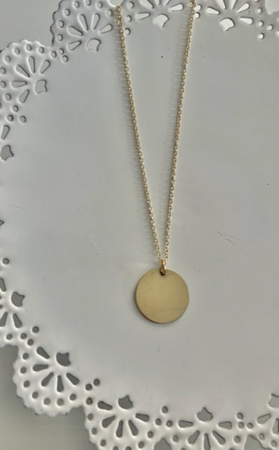 Gold Disk Charm Necklace