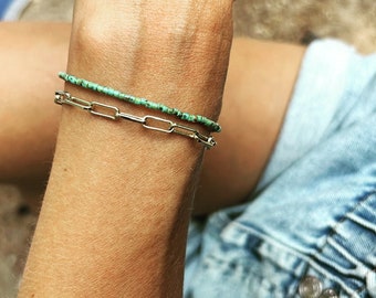 Turquoise and Leather Beaded Bracelet