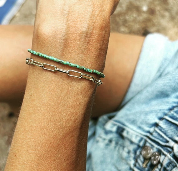 Turquoise and Leather Beaded Bracelet