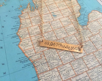 Custom Coordinates Bar Necklace