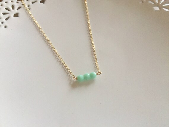 Mint Green Beaded Bar Necklace