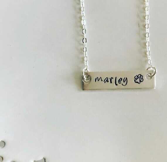 Stamped Dog Name Bar Necklace