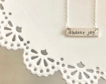 Choose Joy Stamped Bar Necklace