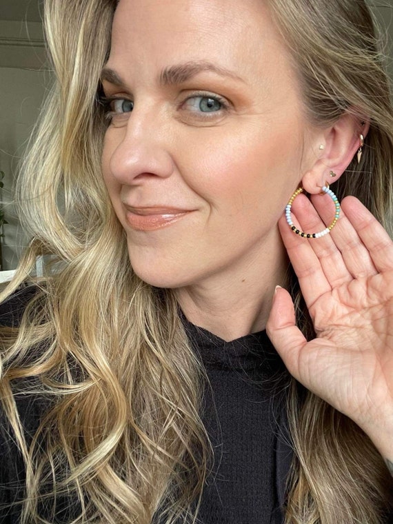 Beaded Gold Hoops